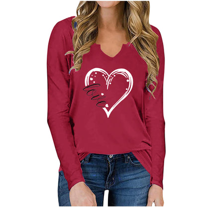 V-neck T-shirt with Valentine's Day print