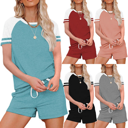 two-piece short-sleeved shirt shorts tracksuit