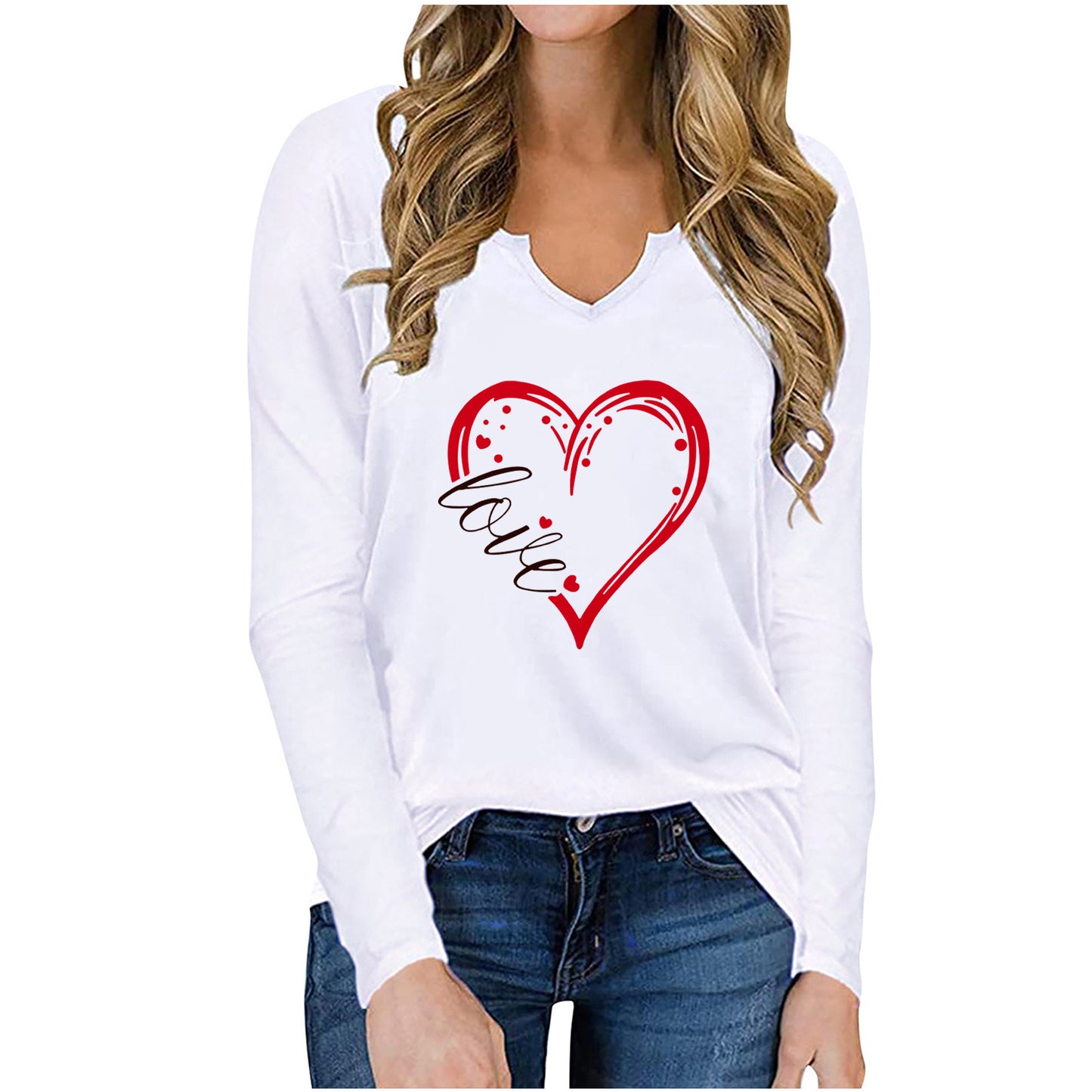 V-neck T-shirt with Valentine's Day print