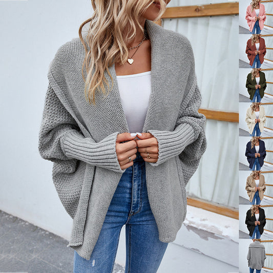 Sweater solid color cardigan