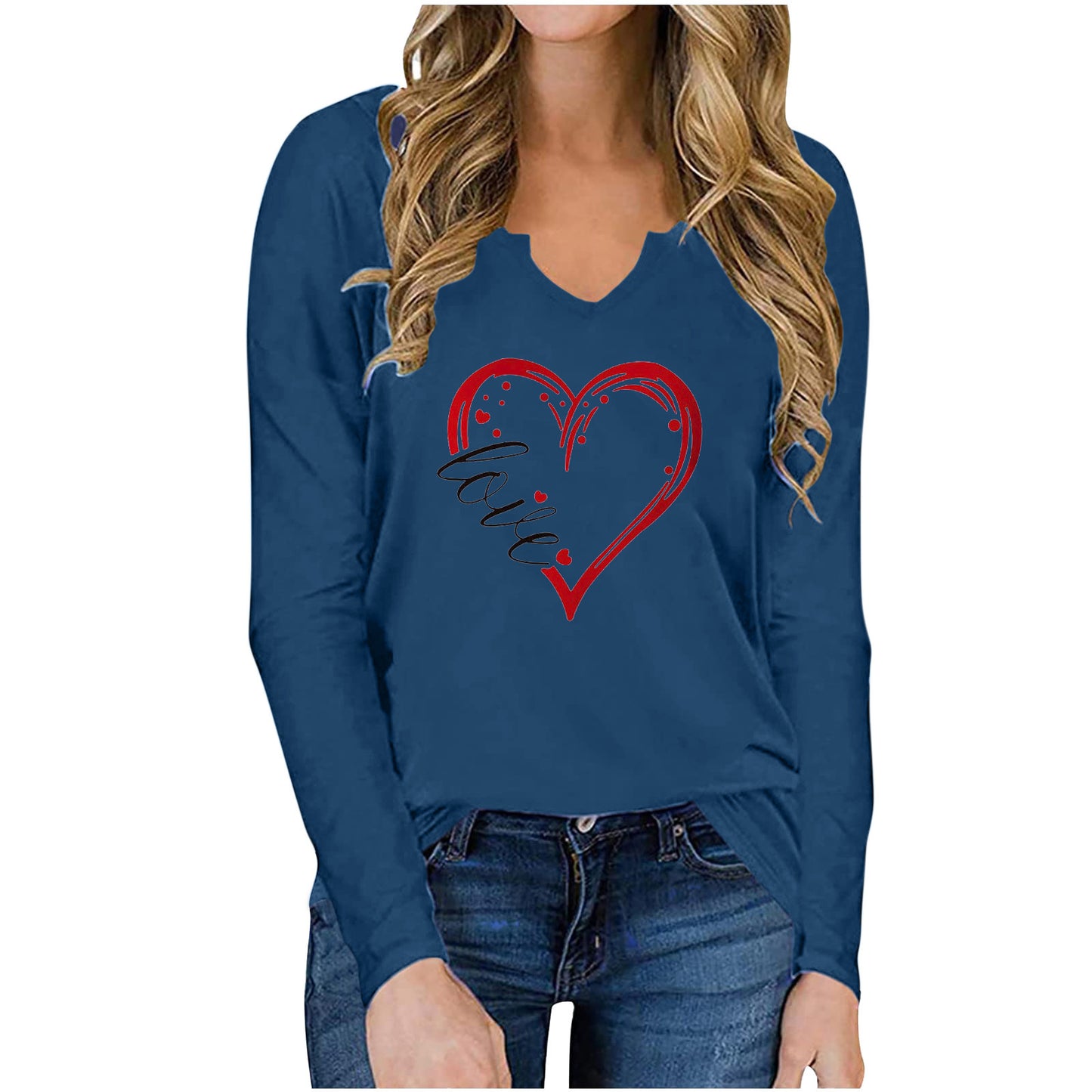 V-neck T-shirt with Valentine's Day print